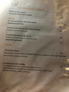 Menu Ancre Terre et Mer